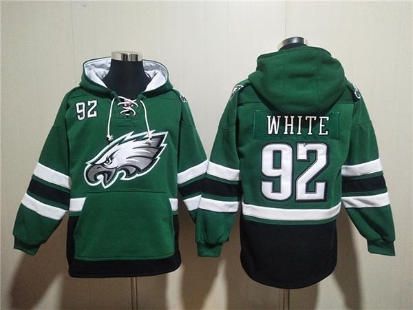 Men's Philadelphia Eagles #92 Reggie White Green Ageless Must-Have Lace-Up Pullover Hoodie