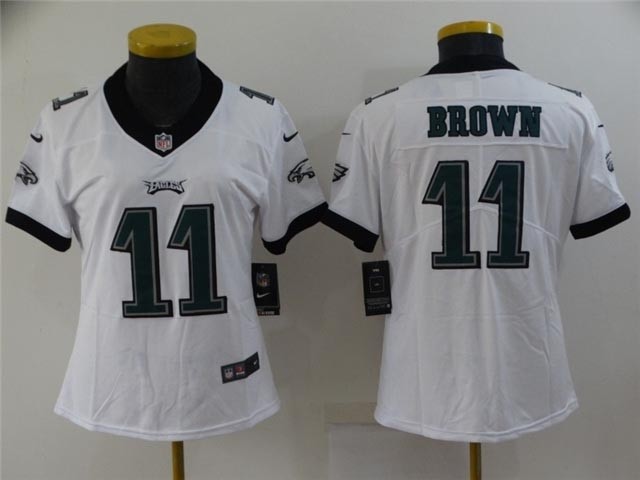 Women's Philadelphia Eagles #11 A.J. Brown White Vapor Limited Jersey