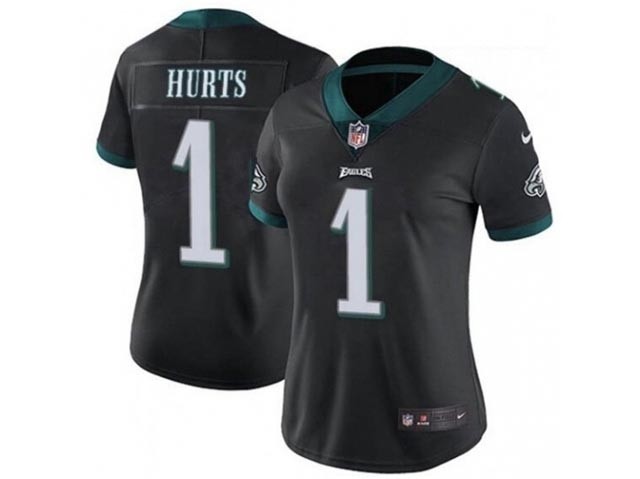 Women's Philadelphia Eagles #1 Jalen Hurts Black Vapor Limited Jersey