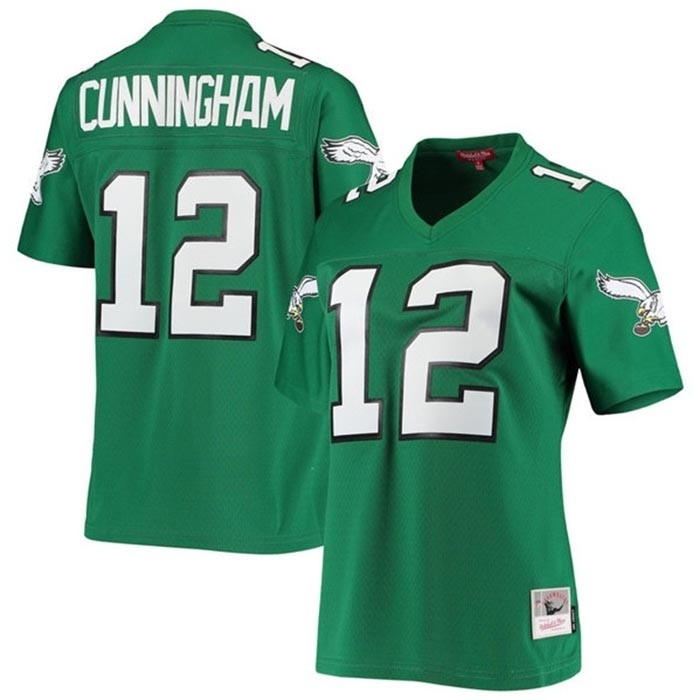 Women's Philadelphia Eagles #12 Randall Cunningham Green 1990 Mitchell & Ness Stitched Football Jersey(Run Small)