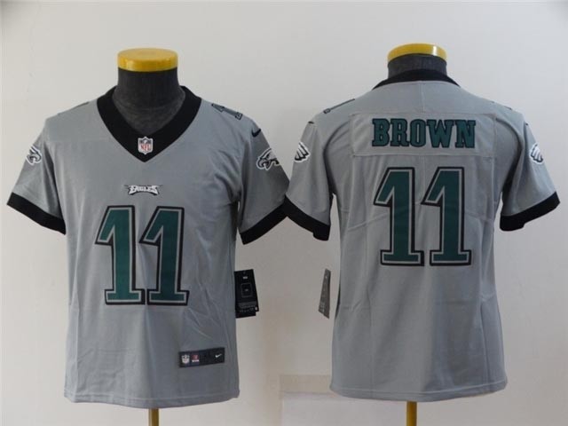 Youth Philadelphia Eagles #11 A.J. Brown Gray Inverted Limited Jersey