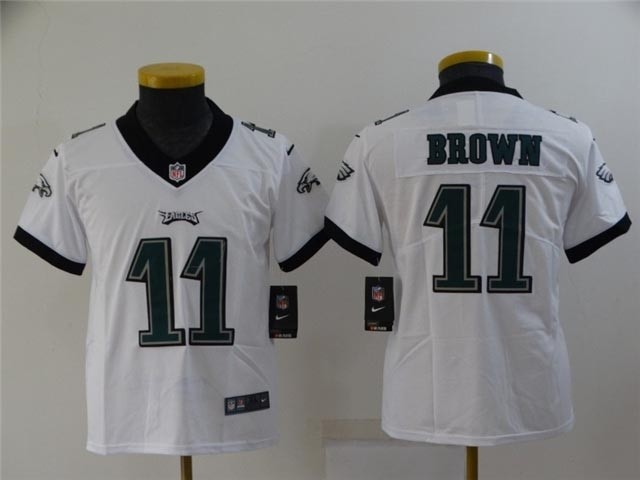 Youth Philadelphia Eagles #11 A.J. Brown White Vapor Limited Jersey