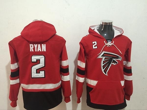 NFL Atlanta Falcons #2 Matt Ryan Red All Stitched Hooded Sweatshirt