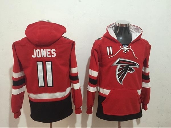 NFL Atlanta Falcons #11 Julio Jones Red All Stitched Hooded Sweatshirt