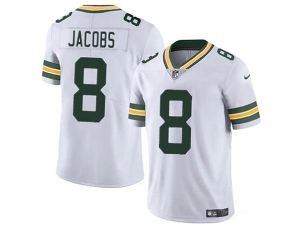 Men's Green Bay Packers #8 Josh Jacobs White Vapor Limited Jersey