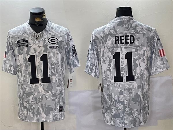 Men's Green Bay Packers #11 Jayden Reed Arctic Camo 2024 Salute To Service Limited Jersey