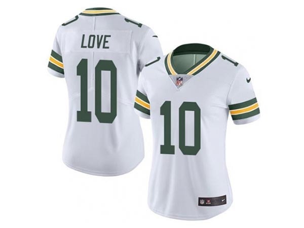 Women's Green Bay Packers #10 Jordan Love White Vapor Limited Jersey