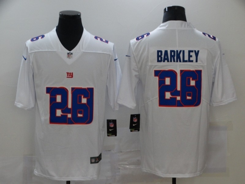 Nike Giants #26 Saquon Barkley White Shadow Logo Limited Jersey