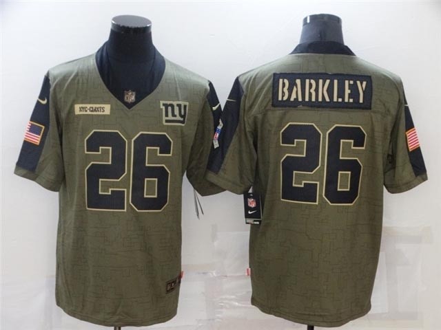 New York Giants #26 Saquon Barkley 2021 Olive Salute To Service Limited Jersey