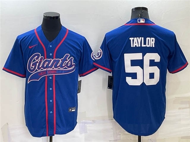 NFL New York Giants #56 Lawrence Taylor Blue Baseball Cool Base Jersey