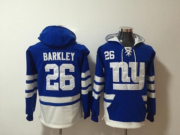 NFL New York Giants #26 Saquon Barkley Blue All Stitched Hooded Sweatshirt