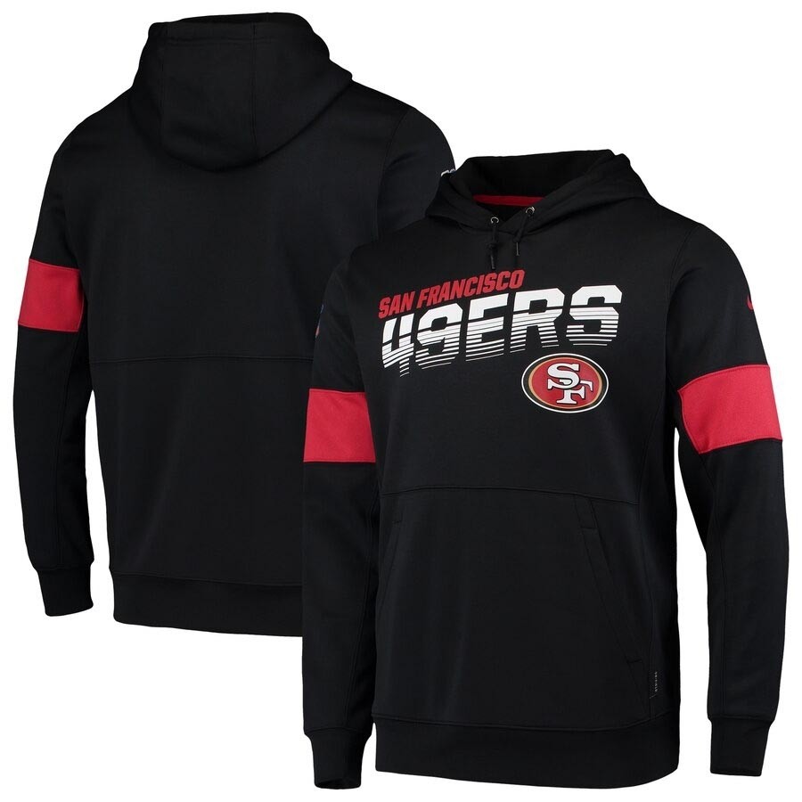 Men's San Francisco 49ers Black Nike Sideline Team Logo Performance Pullover Hoodie