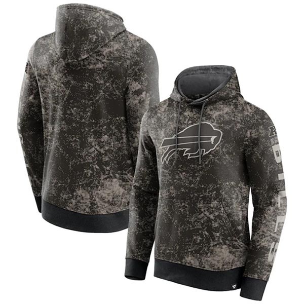 Men's Buffalo Bills Black Gray Blackout Tonal Pullover Hoodie