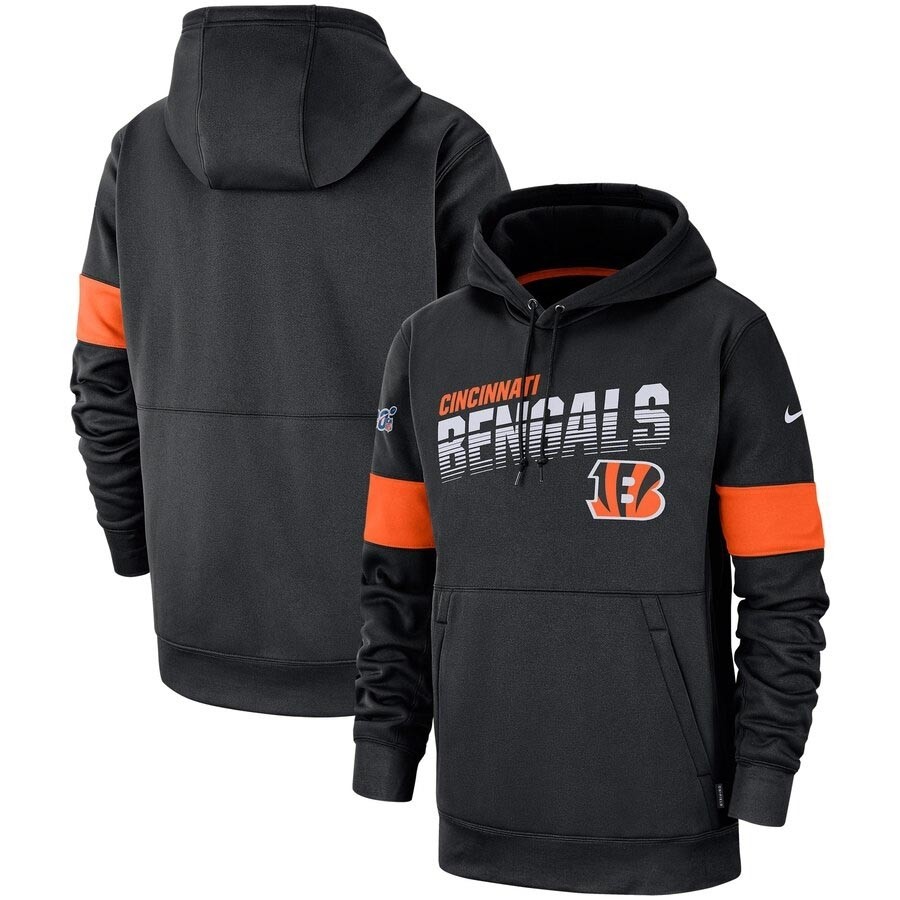 Men's Cincinnati Bengals Black Nike Sideline Team Logo Performance Pullover Hoodie