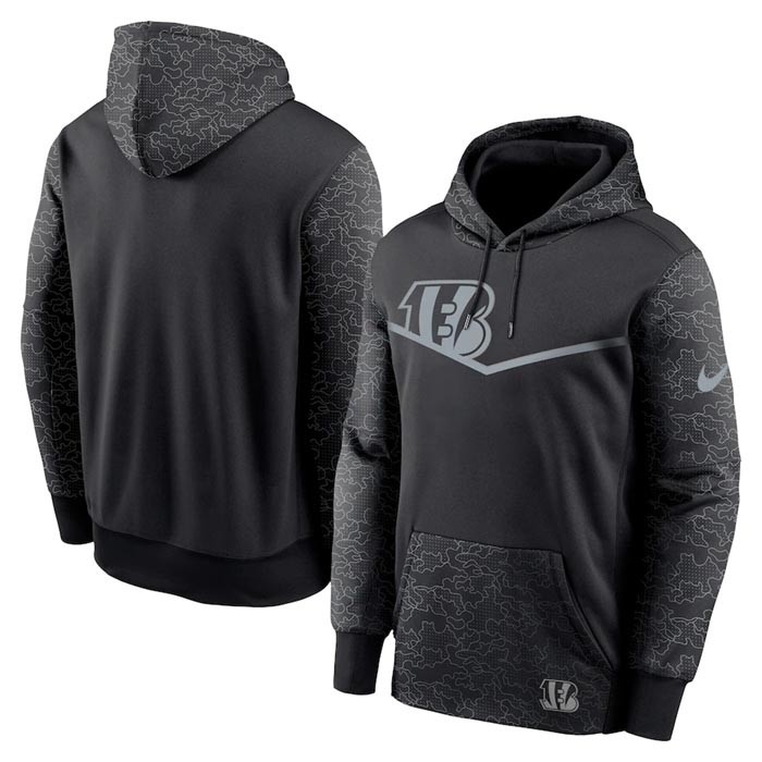 Men's Cincinnati Bengals Black Reflective Therma Hoodie