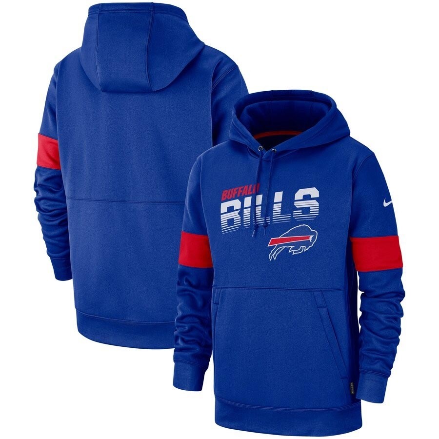 Men's Buffalo Bills Royal Nike Sideline Team Logo Performance Pullover Hoodie