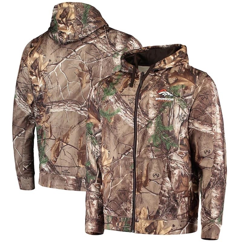 Men's Denver Broncos Realtree Camo Trophy Tech Fleece Full-Zip Hoodie