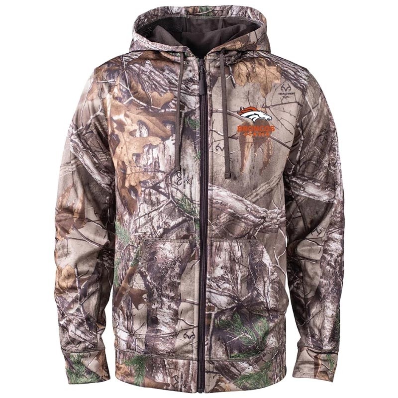 Men's Denver Broncos Realtree Camouflage Champion Tech Fleece Full-Zip Hoodie