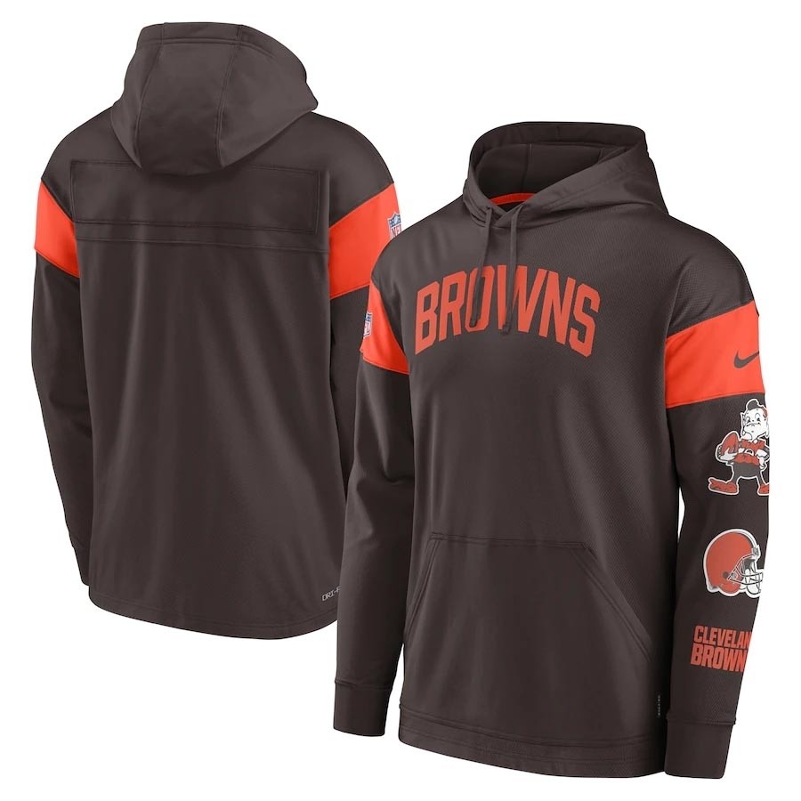 Men's Cleveland Browns Brown Nike Sideline Athletic Arch Performance Pullover Hoodie