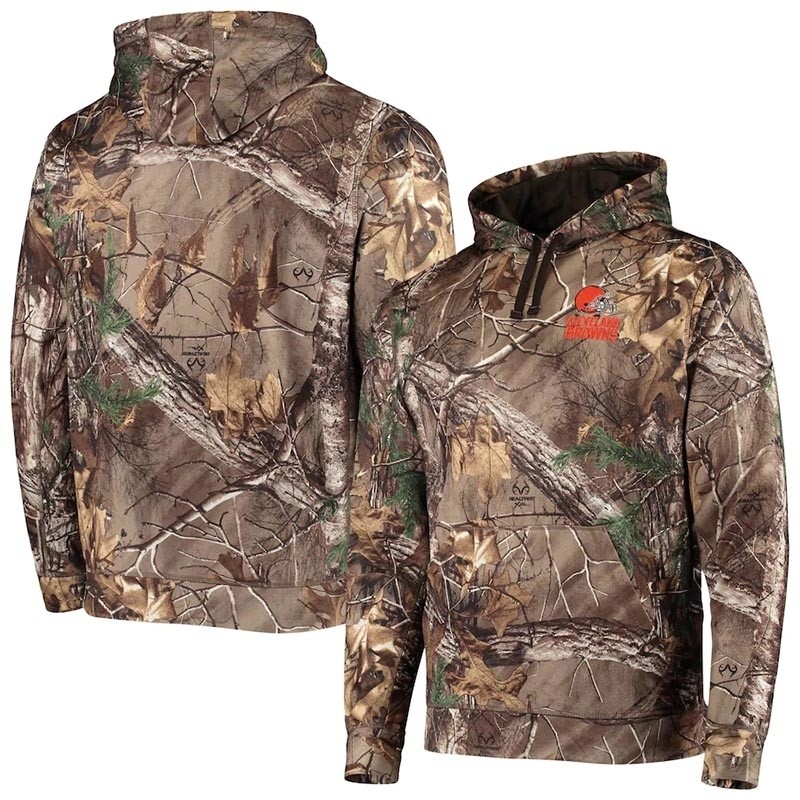 Men's Cleveland Browns Realtree Camo Champion Tech Fleece Pullover Hoodie