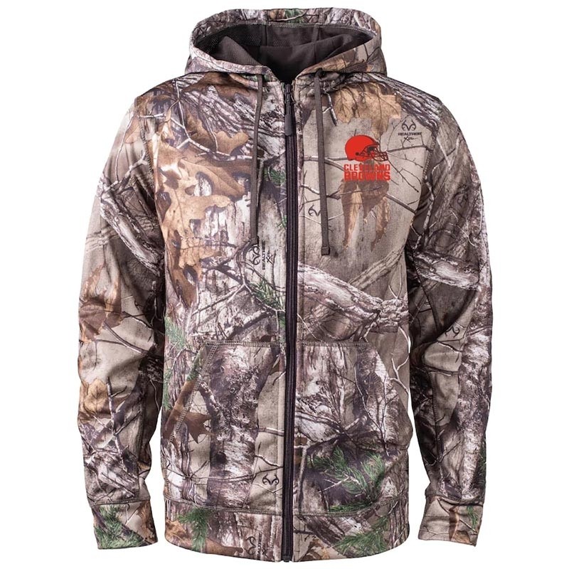 Men's Cleveland Browns Realtree Camouflage Champion Tech Fleece Full-Zip Hoodie