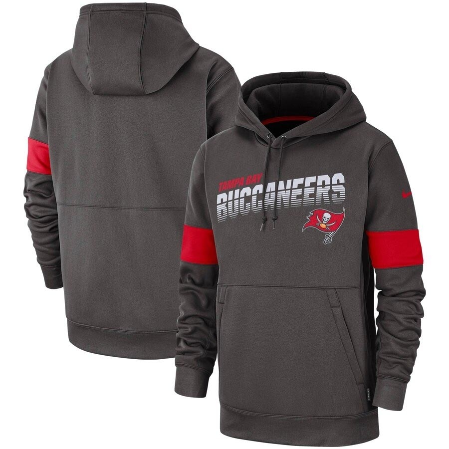 Men's Tampa Bay Buccaneers Pewter Nike Sideline Team Logo Performance Pullover Hoodie