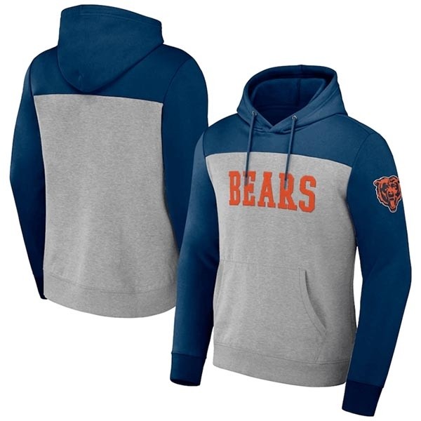 Men's Chicago Bears X Darius Rucker Collection Heather Gray Navy Blocked Pullover Hoodie