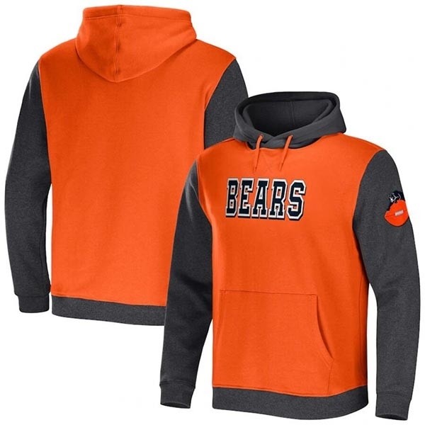 Men's Chicago Bears X Darius Rucker Collection Orange Heather Colorblock Pullover Hoodie