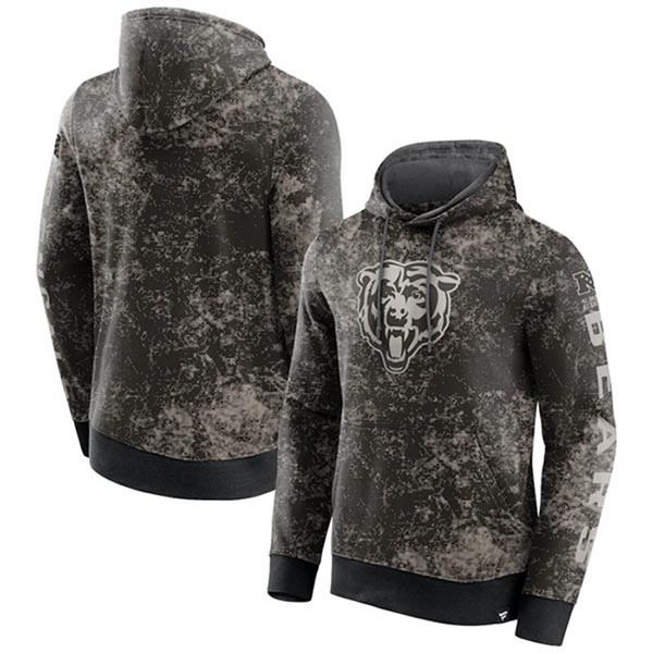 Men's Chicago Bears Black Gray Blackout Tonal Pullover Hoodie