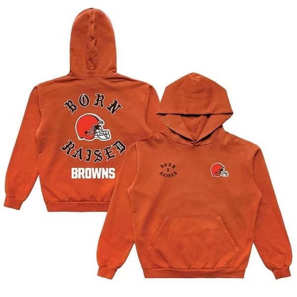 Men's Cleveland Browns Born X Raised Orange Pullover Hoodie