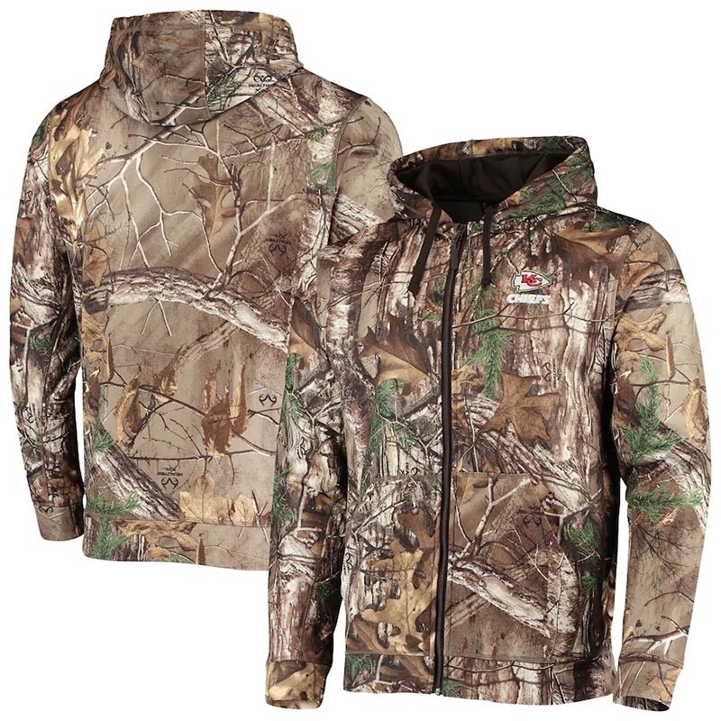 Men's Kansas City Chiefs Realtree Camo Trophy Tech Fleece Full-Zip Hoodie