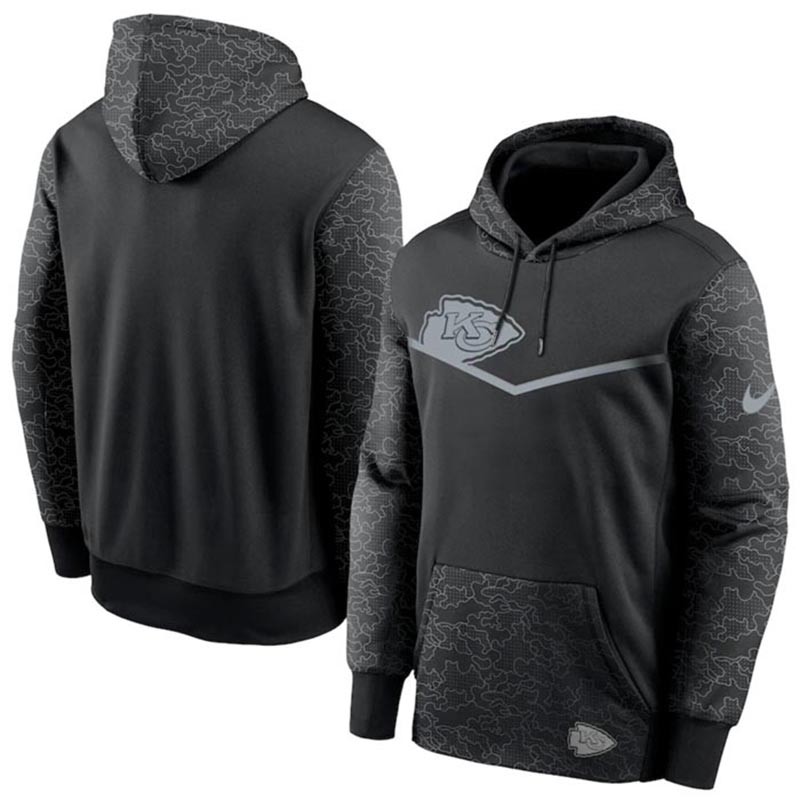 Men's Kansas City Chiefs Black Reflective Therma Hoodie