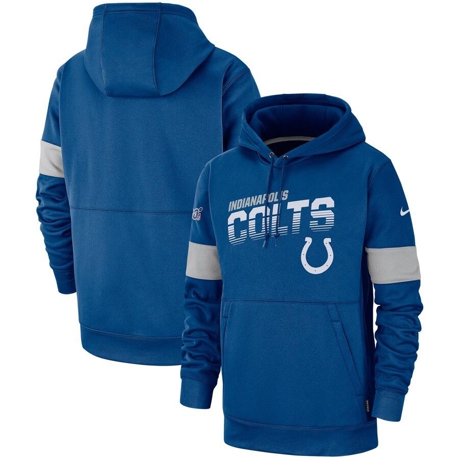 Men's Indianapolis Colts Royal Nike Sideline Team Logo Performance Pullover Hoodie