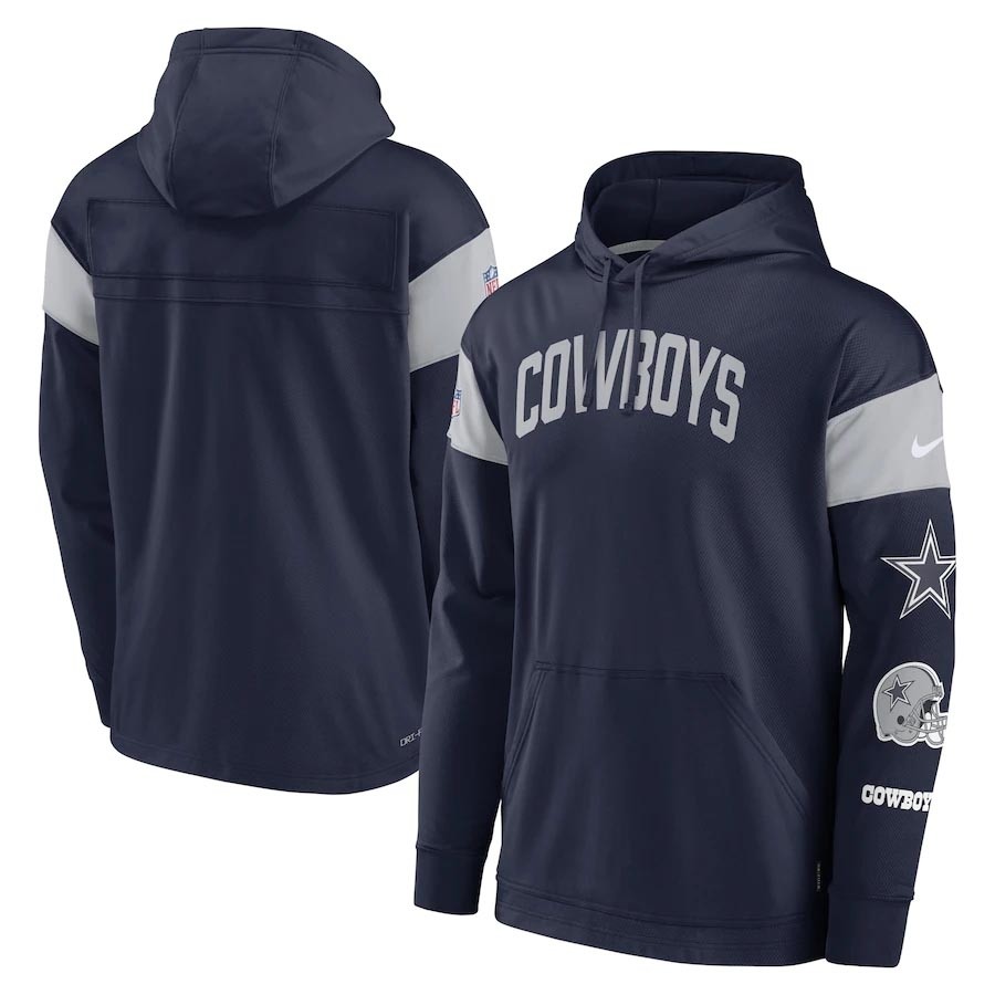 Men's Dallas Cowboys Navy Nike Sideline Athletic Arch Performance Pullover Hoodie