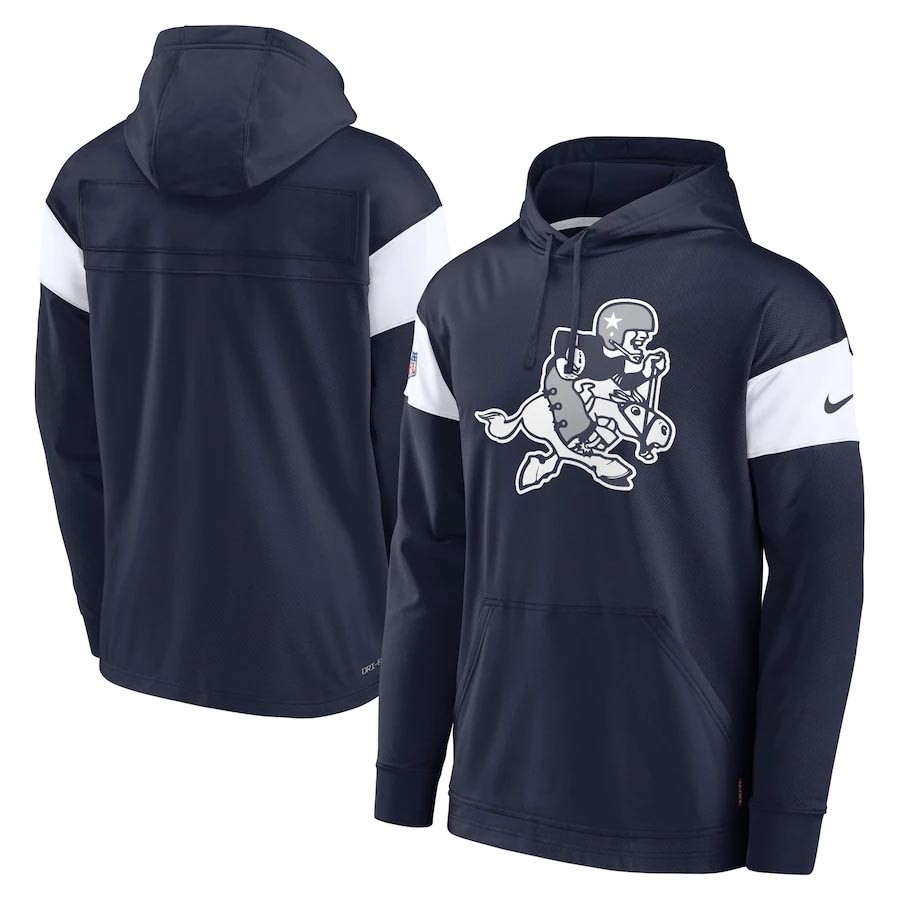 Men's Dallas Cowboys Navy Nike Throwback Performance Pullover Hoodie