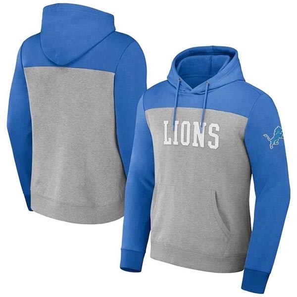 Men's Detroit Lions X Darius Rucker Collection Heather Gray Color Blocked Pullover Hoodie