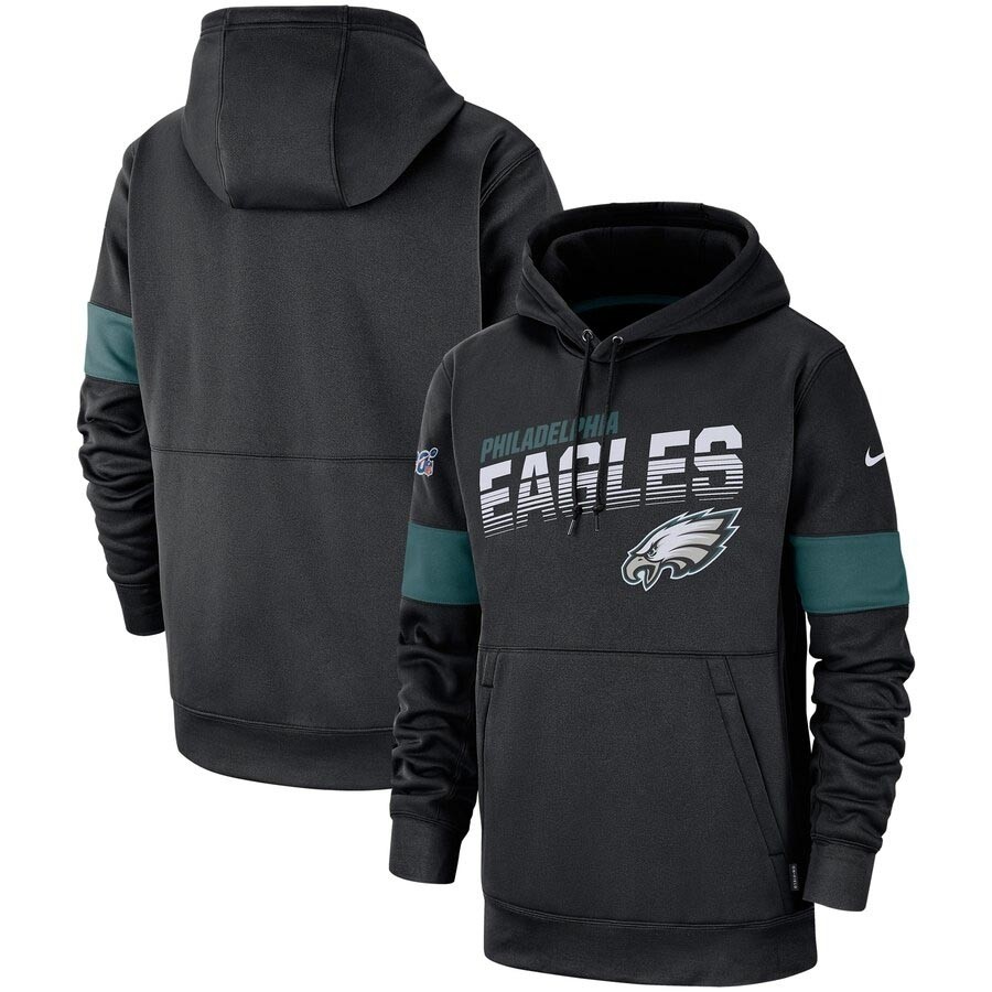 Men's Philadelphia Eagles Black Nike Sideline Team Logo Performance Pullover Hoodie