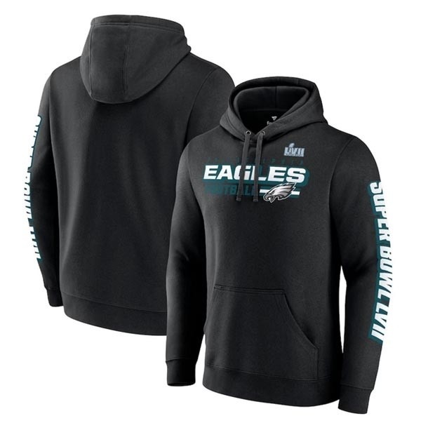 Men's Philadelphia Eagles Black Super Bowl LVII Star Trail Pullover Hoodie