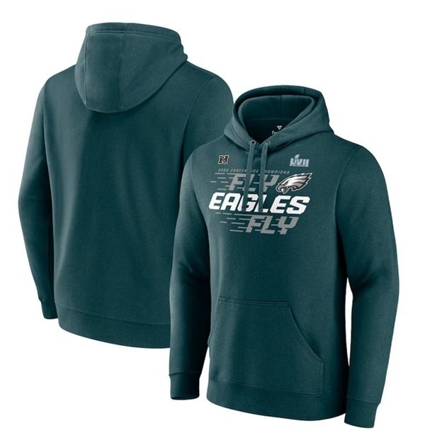 Men's Philadelphia Eagles Midnight Green 2022 NFC Champions Team Slogan Pullover Hoodie