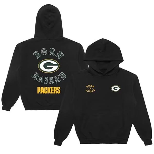 Men's Green Bay Packers Black Born X Raised Unisex Pullover Hoodie