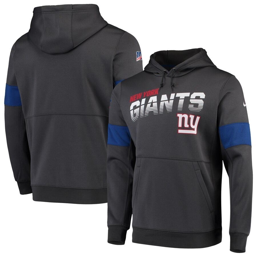 Men's New York Giants Anthracite Nike Sideline Team Logo Performance Pullover Hoodie