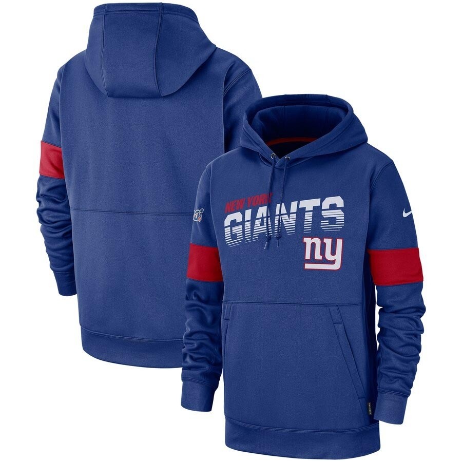 Men's New York Giants Royal Nike Sideline Team Logo Performance Pullover Hoodie