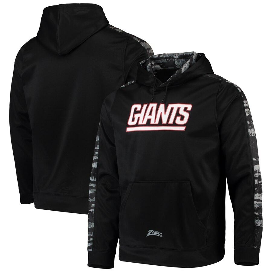 Men's New York Giants Zubaz Black Tonal Oxide Pullover Hoodie