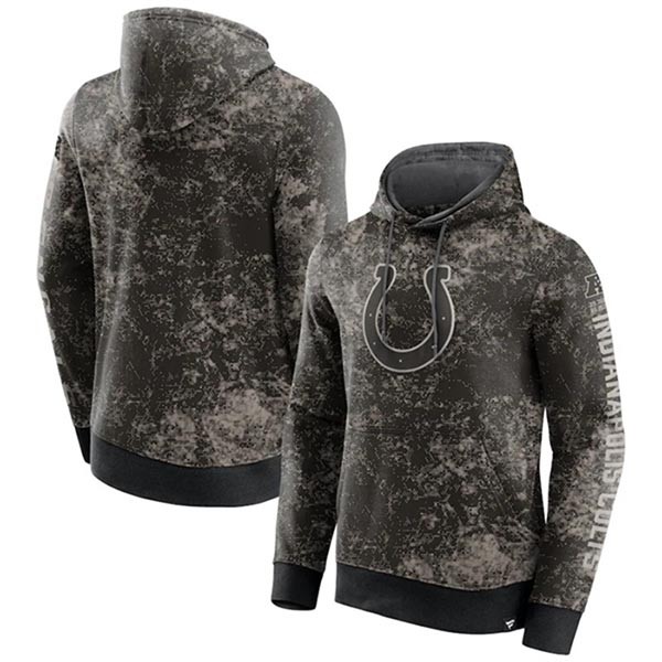 Men's Indianapolis Colts Black Gray Blackout Tonal Pullover Hoodie