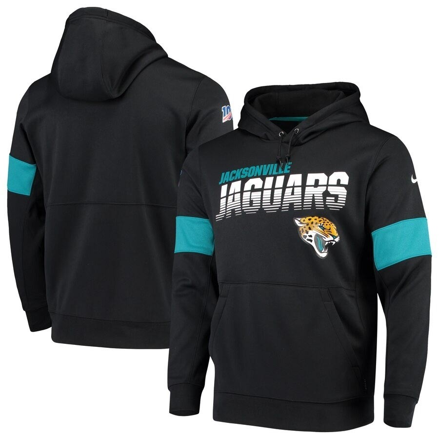 Men's Jacksonville Jaguars Black Nike Sideline Team Logo Performance Pullover Hoodie