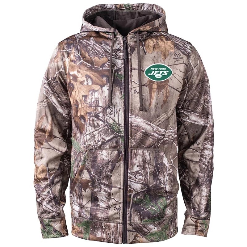 Men's New York Jets Realtree Camouflage Champion Tech Fleece Full-Zip Hoodie