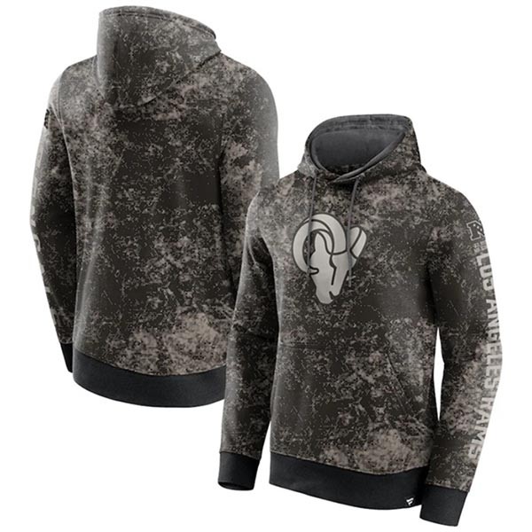 Men's Los Angeles Rams Black Gray Blackout Tonal Pullover Hoodie