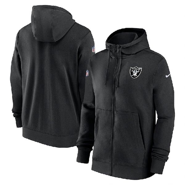 Men's Las Vegas Raiders Black Sideline Club Performance Full-Zip Hoodie