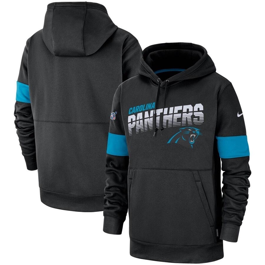 Men's Carolina Panthers Black Nike Sideline Team Logo Performance Pullover Hoodie