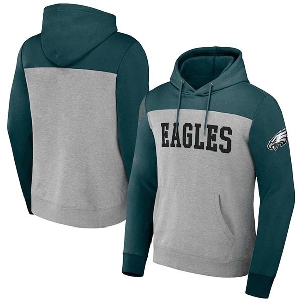 Men's Philadelphia Eagles X Darius Rucker Collection Midnight Heather Gray Colorblock Pullover Hoodie